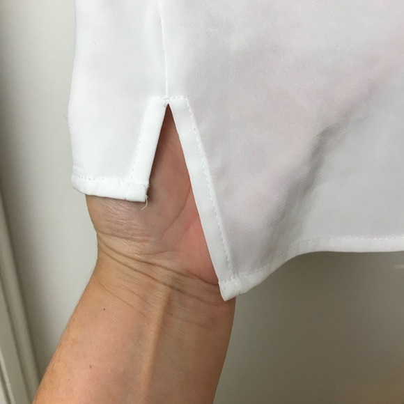 Calvin Klein White silky Tank Blouse Top trimmed in black thread Size S New - Picture 10 of 13